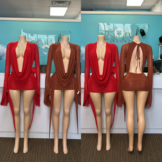 "Drapery” Mesh Dress