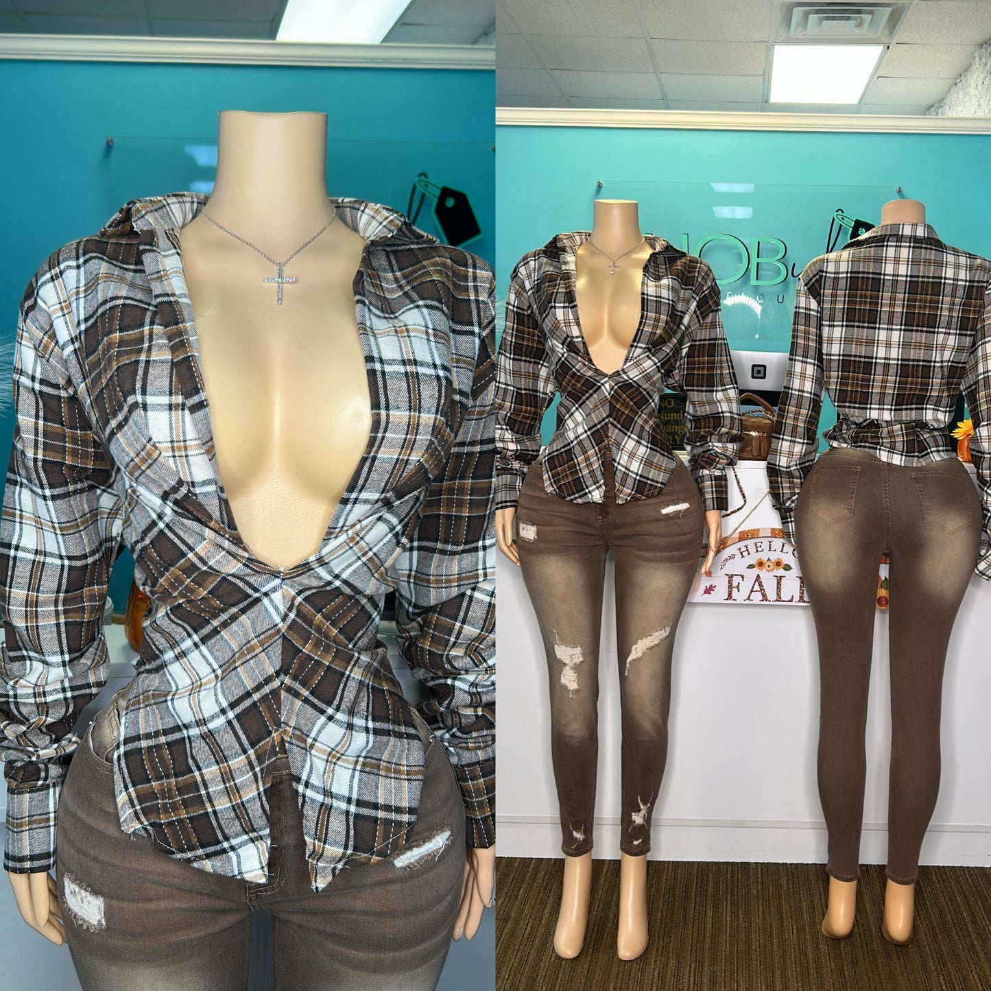 "Fall In" Flannel Top