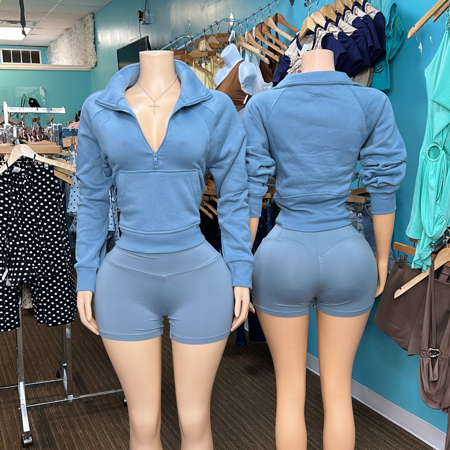 “Quarter Zip” Short Set