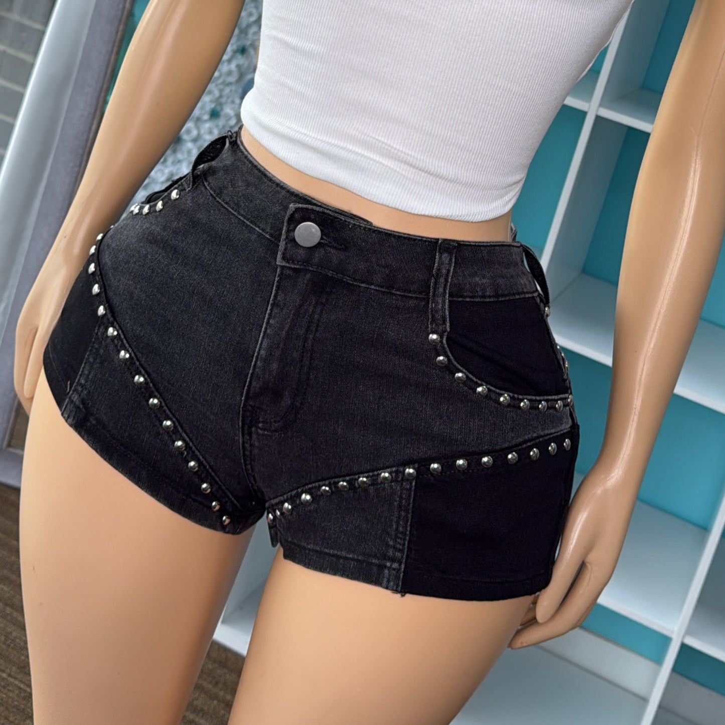 “After Dark” Studded Shorts