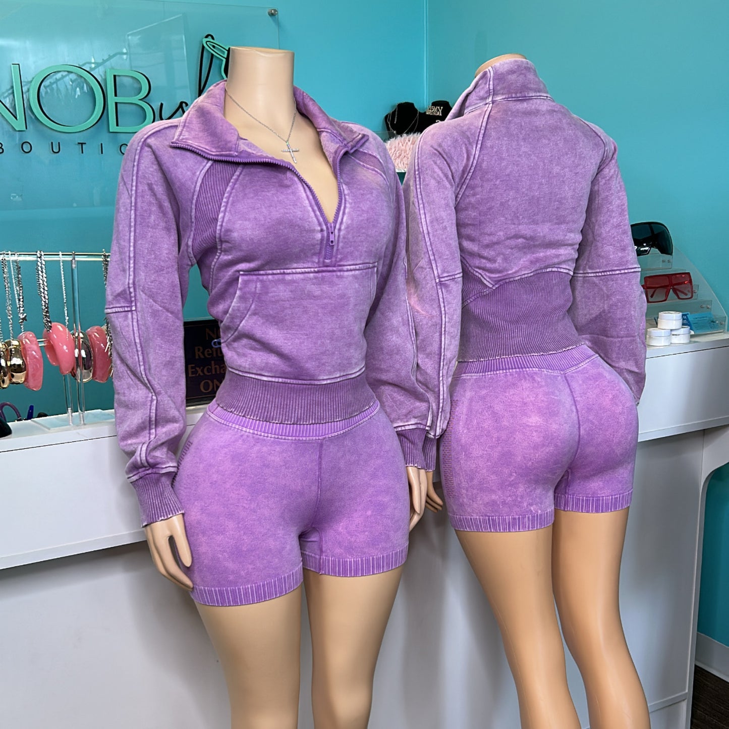 "Highlighter" Washed Short Set
