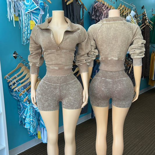"Highlighter" Washed Short Set