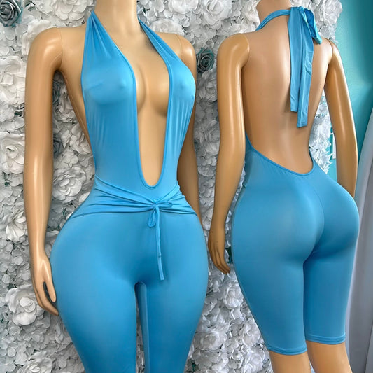 "Clear Cut" Backless Romper