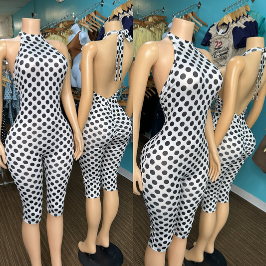 “Dotted" Backless Romper