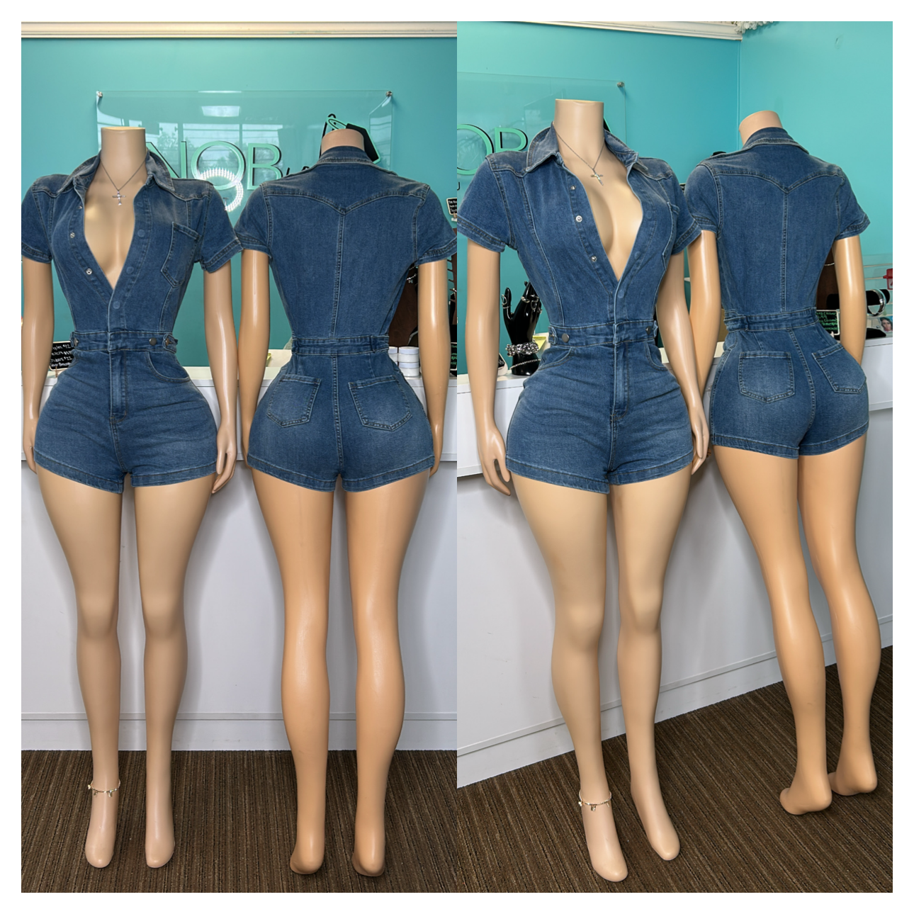 "Creased" Denim Romper