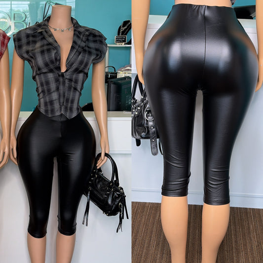 "Latex” Leather Capris