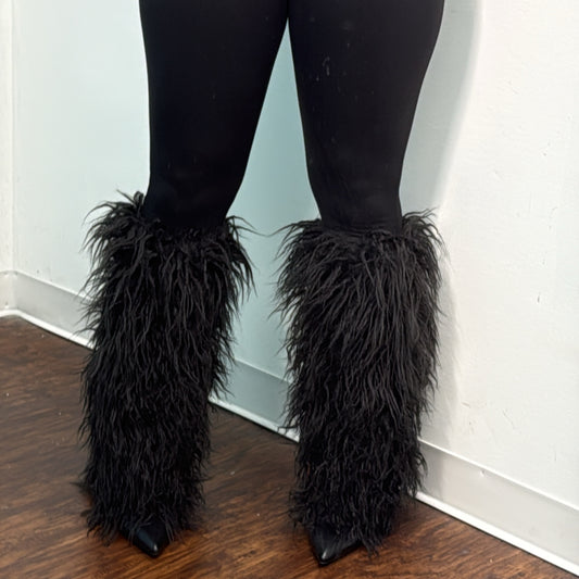 “Noir” Fur Heel Boots