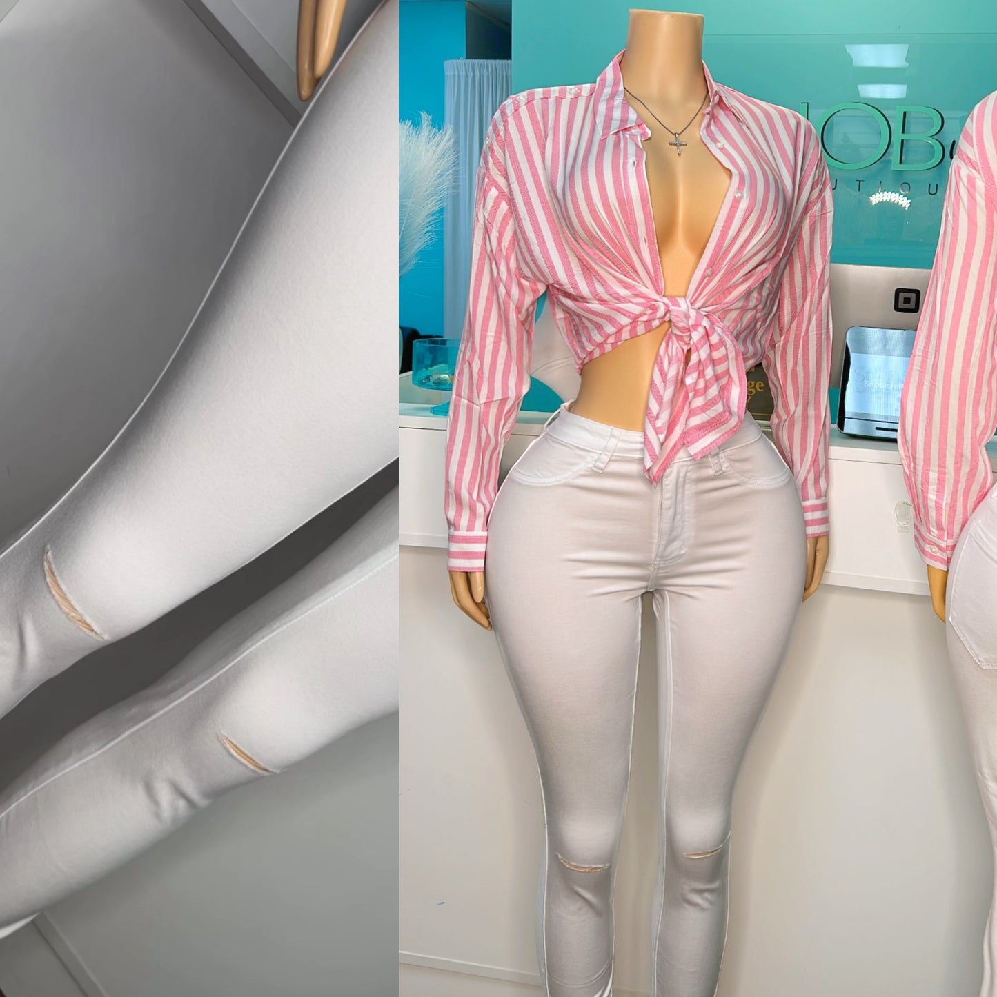 “Whiteout” Slit Jeans