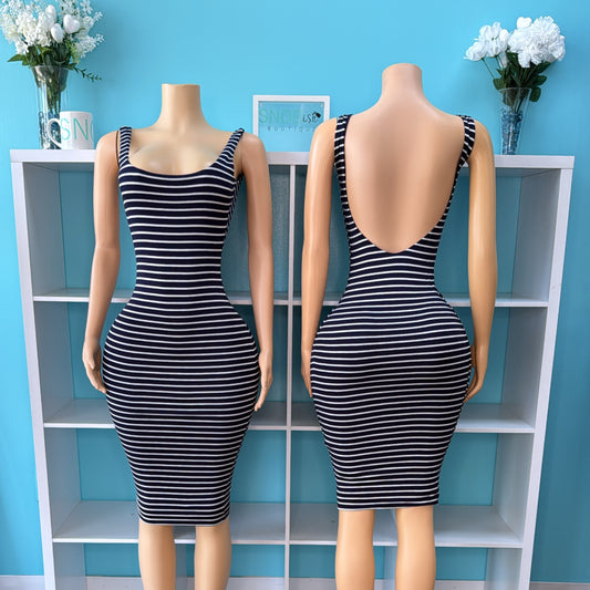“Between The Lines” Backless Dress
