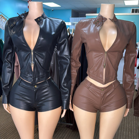“Midnight Rider” Leather Short Set