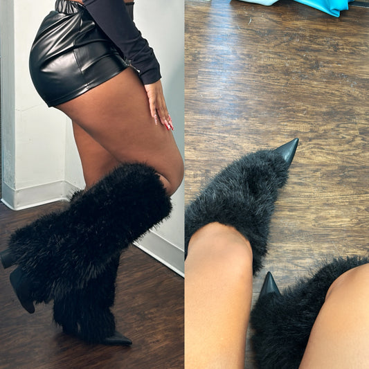 “It Girl” Fur Heel Boots