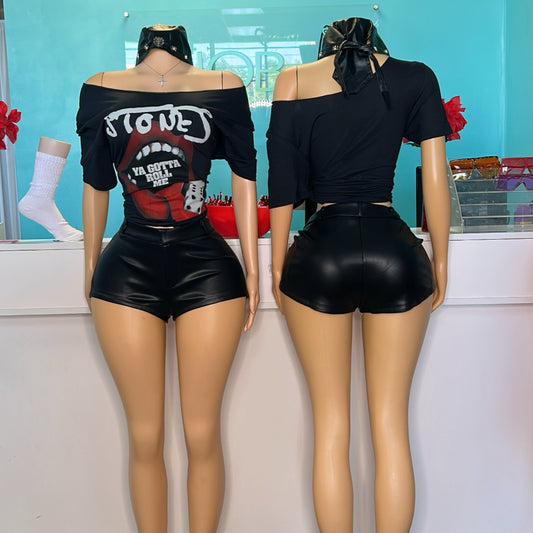 "Strapped" Leather Shorts