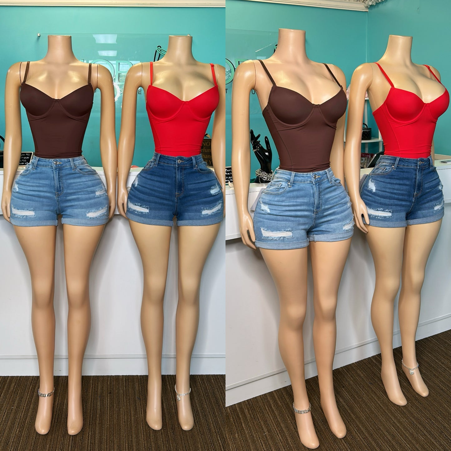"Waxed" Denim Shorts