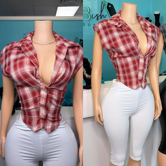 “Plaid Yourself” Top (Red)