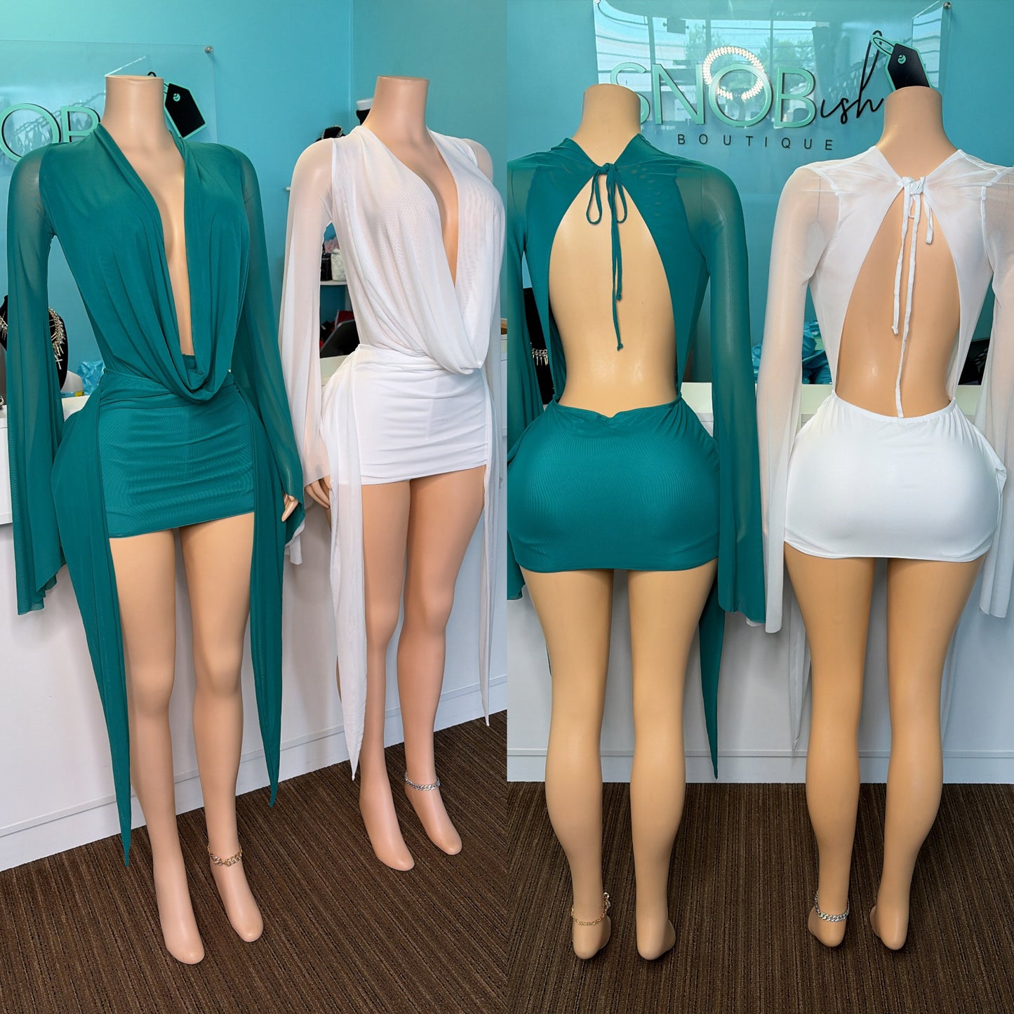 "Drapery” Mesh Dress