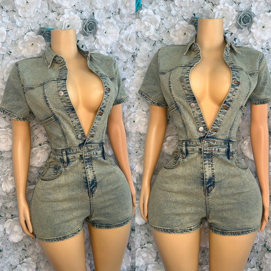 “Vintage” Denim Romper