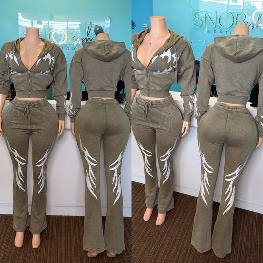 "Blaze" Bedazzled Jogger Set