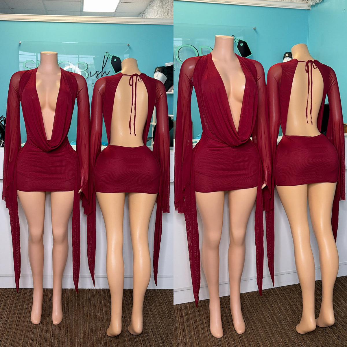 "Drapery” Mesh Dress