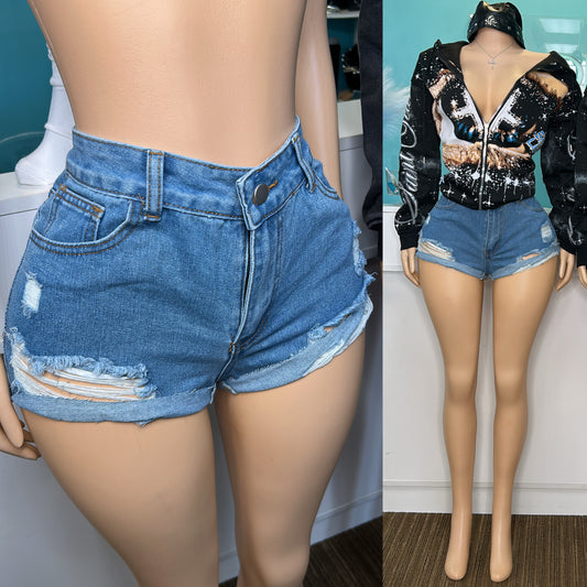 "Cuffed" Denim Shorts