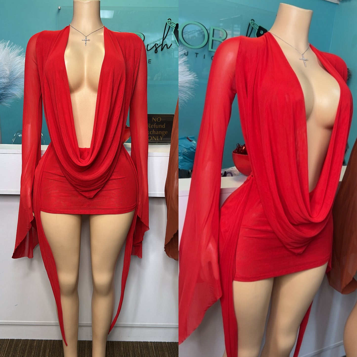 "Drapery” Mesh Dress